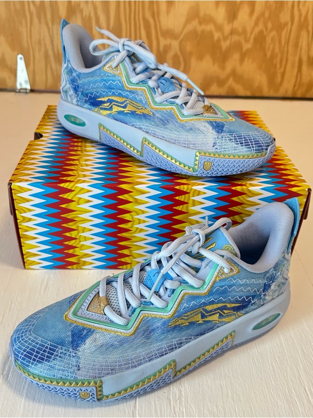 ANTA Kai 2 Klay Basketball Sneakers Men's Size US 11.5 Shoes Blue/Gold/Green Box